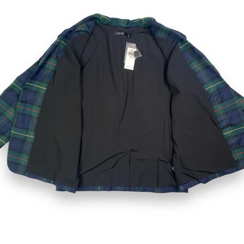NWT Lauren Ralph Lauren Bullion Plaid Wool-Blend Twill Blazer Size 20W Woman - Picture 13 of 16